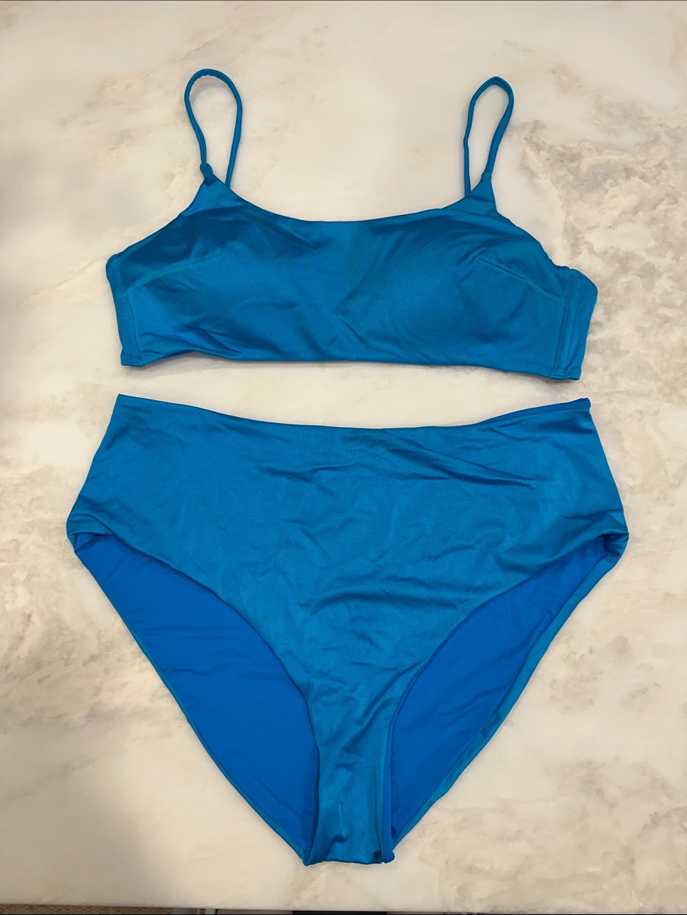 Vetchy High-Waist Bikini Set in Bright Blue